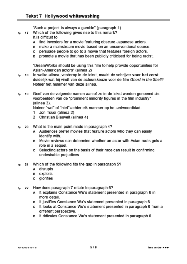 Opgaven examen HAVO Engels 2019, tijdvak 1. Pagina 5
