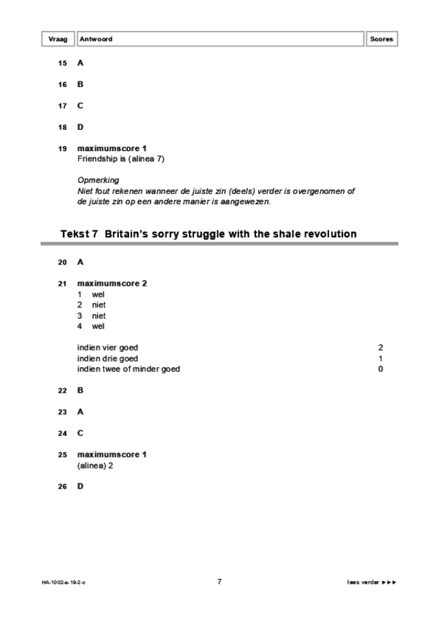 Correctievoorschrift examen HAVO Engels 2019, tijdvak 2. Pagina 7