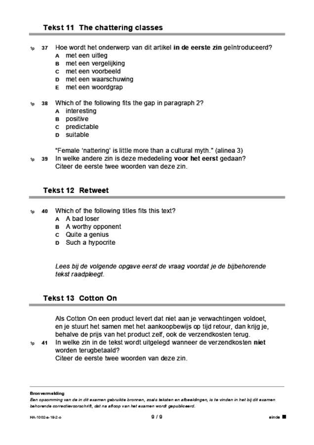 Opgaven examen HAVO Engels 2019, tijdvak 2. Pagina 9