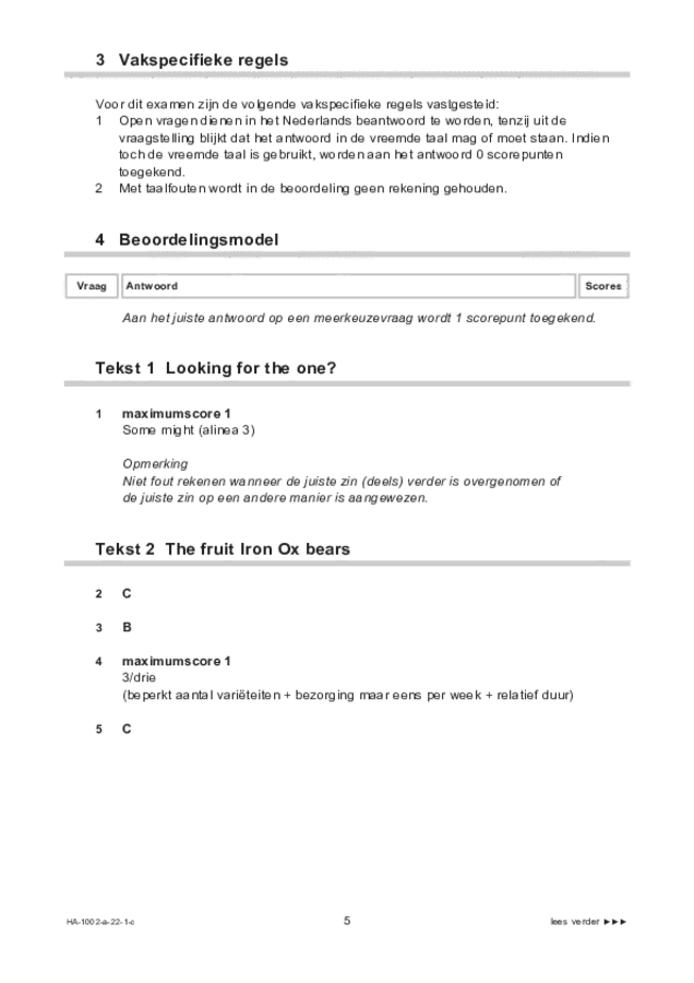 Correctievoorschrift examen HAVO Engels 2022, tijdvak 1. Pagina 5