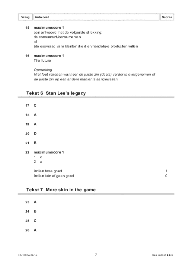 Correctievoorschrift examen HAVO Engels 2022, tijdvak 1. Pagina 7