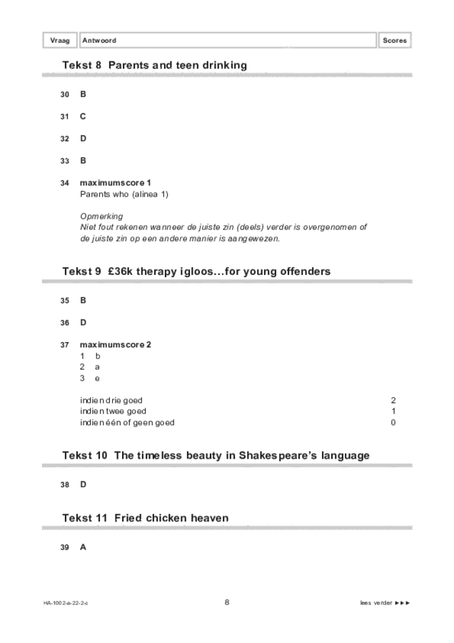 Correctievoorschrift examen HAVO Engels 2022, tijdvak 2. Pagina 8