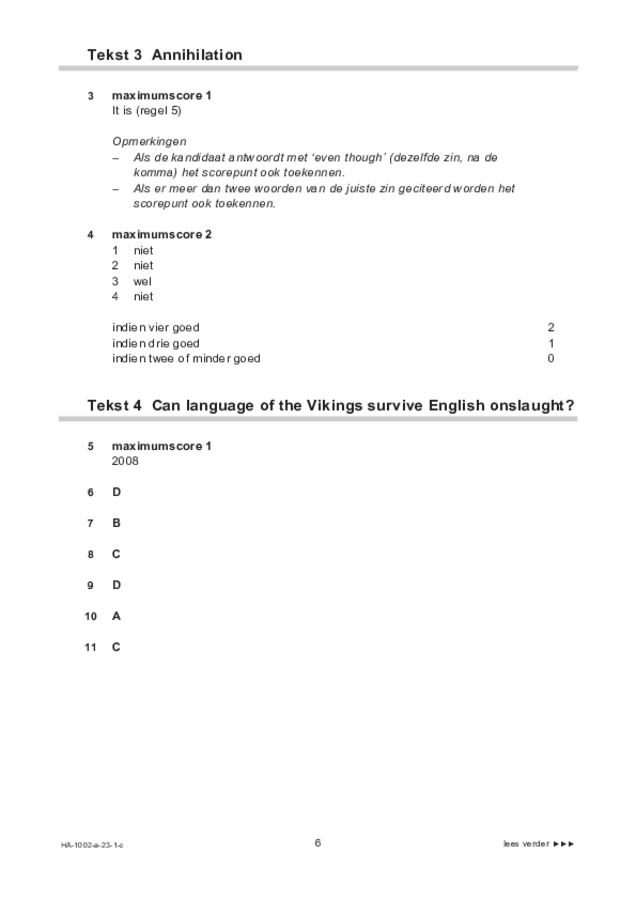 Correctievoorschrift examen HAVO Engels 2023, tijdvak 1. Pagina 6