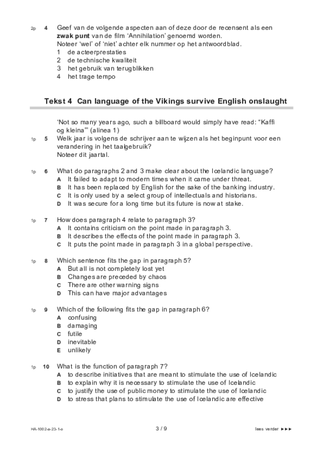 Opgaven examen HAVO Engels 2023, tijdvak 1. Pagina 3