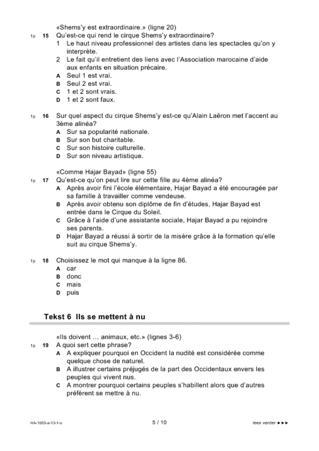 Opgaven examen HAVO Frans 2013, tijdvak 1. Pagina 5