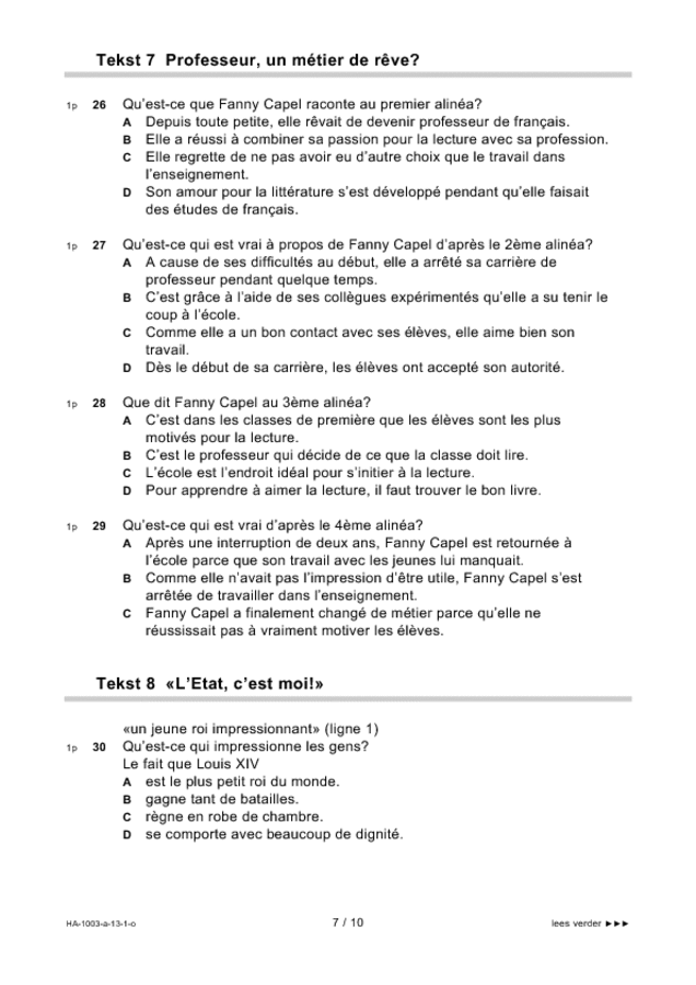 Opgaven examen HAVO Frans 2013, tijdvak 1. Pagina 7