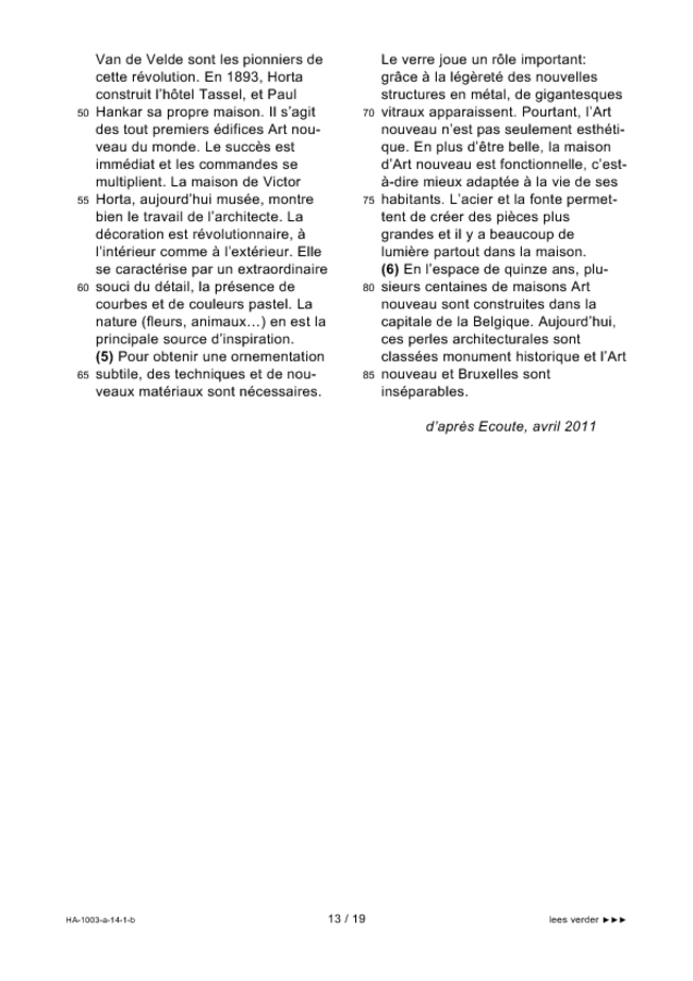 Bijlage examen HAVO Frans 2014, tijdvak 1. Pagina 13