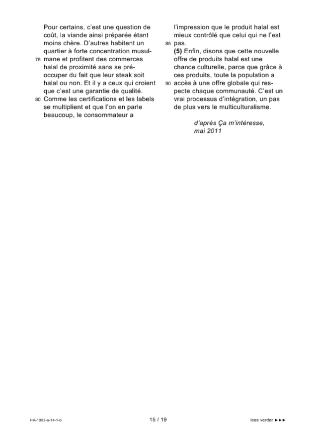 Bijlage examen HAVO Frans 2014, tijdvak 1. Pagina 15