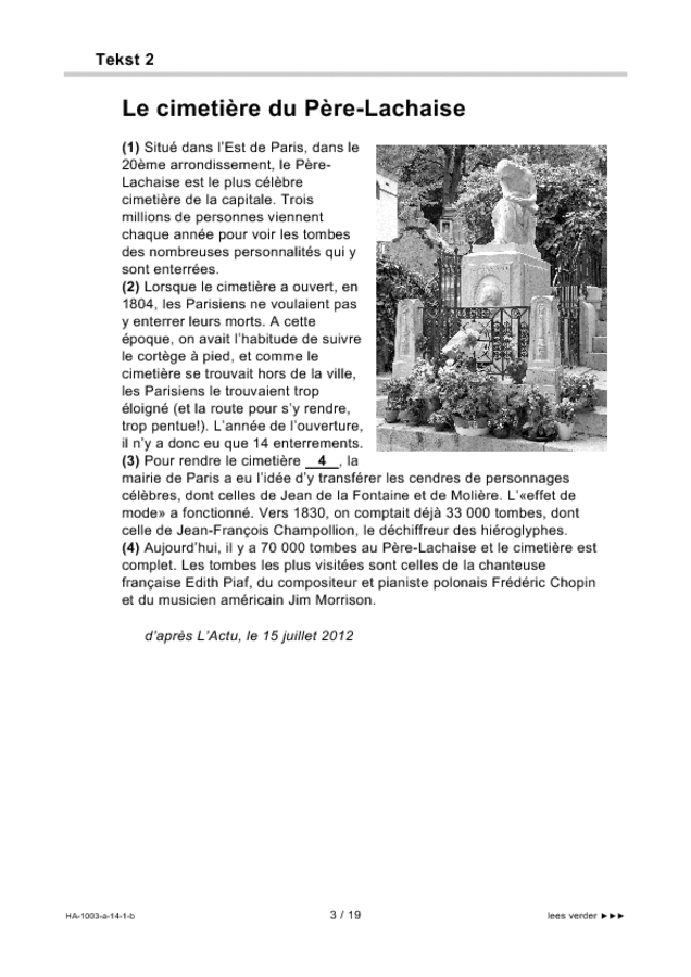 Bijlage examen HAVO Frans 2014, tijdvak 1. Pagina 3