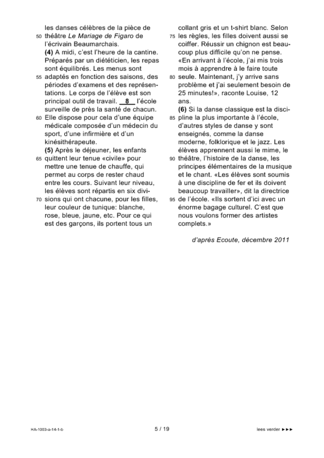 Bijlage examen HAVO Frans 2014, tijdvak 1. Pagina 5