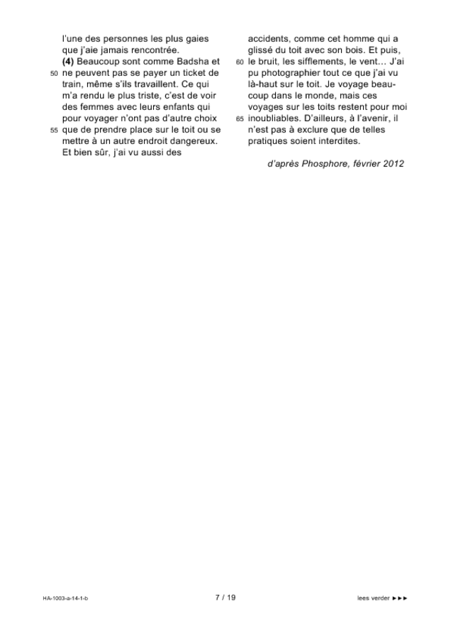 Bijlage examen HAVO Frans 2014, tijdvak 1. Pagina 7