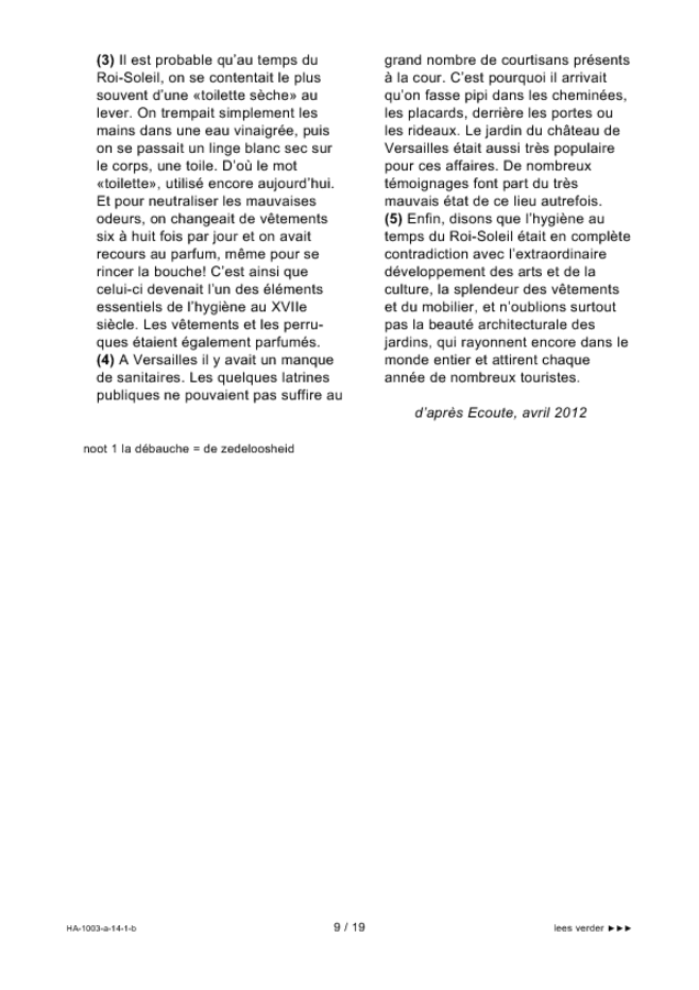 Bijlage examen HAVO Frans 2014, tijdvak 1. Pagina 9