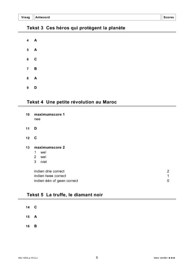 Correctievoorschrift examen HAVO Frans 2015, tijdvak 2. Pagina 5