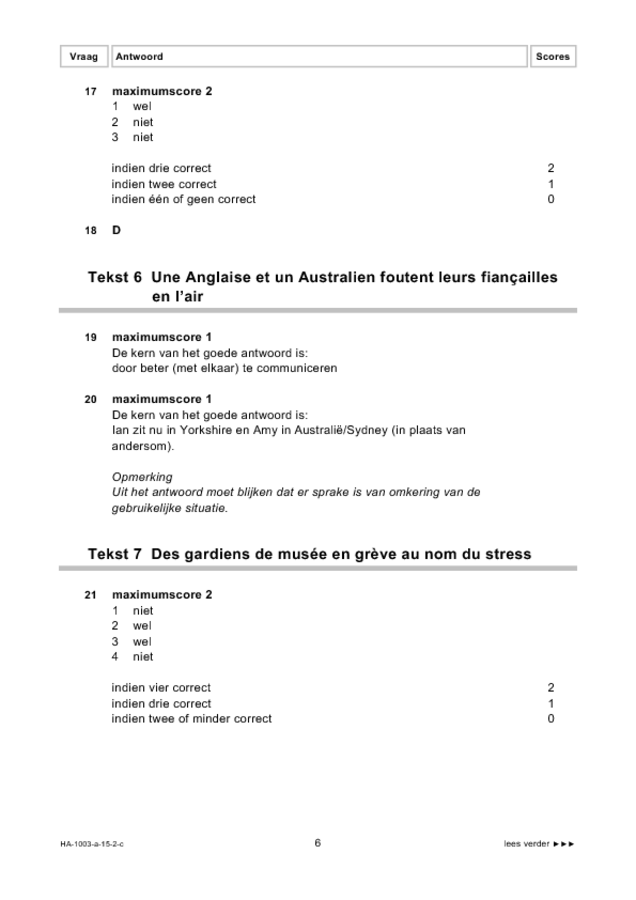 Correctievoorschrift examen HAVO Frans 2015, tijdvak 2. Pagina 6