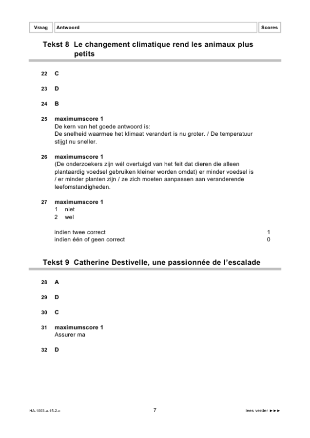 Correctievoorschrift examen HAVO Frans 2015, tijdvak 2. Pagina 7