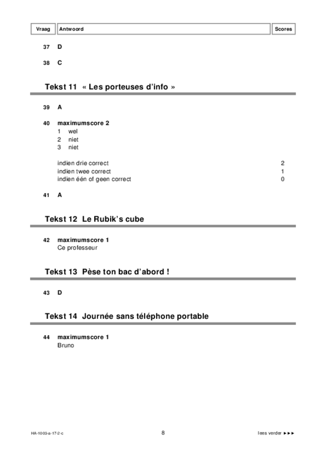 Correctievoorschrift examen HAVO Frans 2017, tijdvak 2. Pagina 8