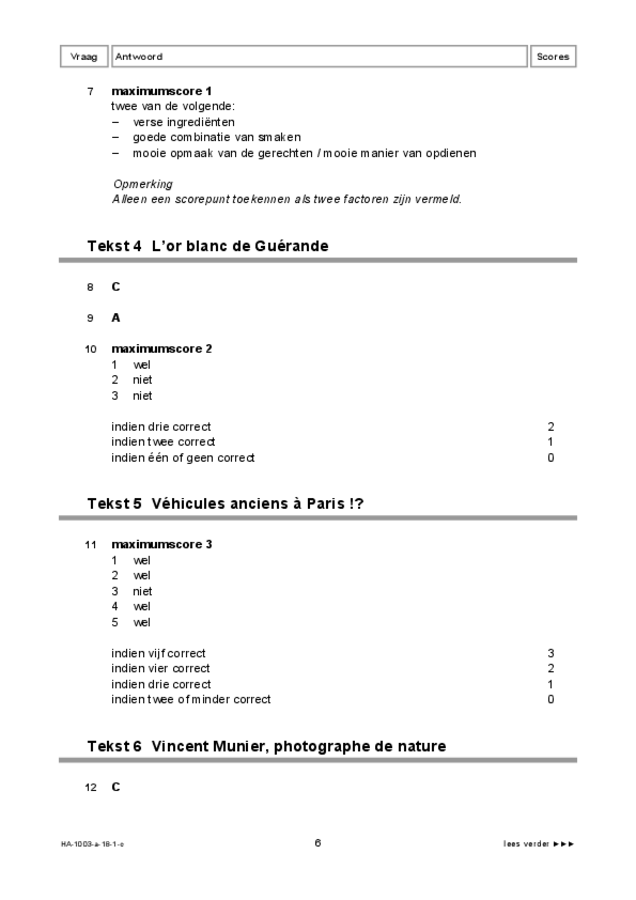 Correctievoorschrift examen HAVO Frans 2018, tijdvak 1. Pagina 6