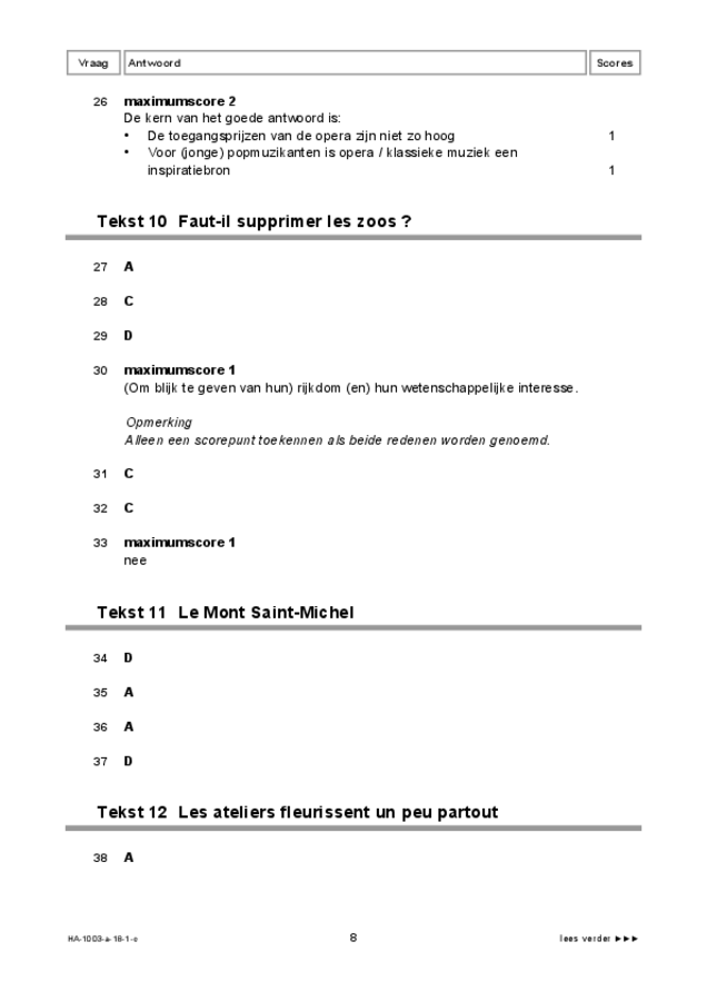 Correctievoorschrift examen HAVO Frans 2018, tijdvak 1. Pagina 8
