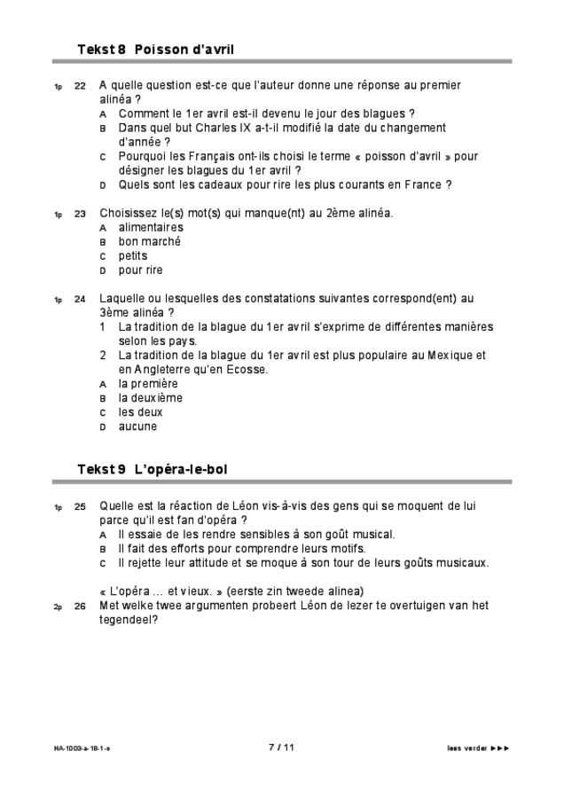 Opgaven examen HAVO Frans 2018, tijdvak 1. Pagina 7