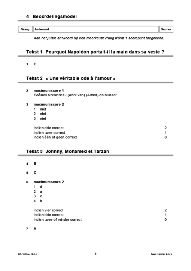 Correctievoorschrift examen HAVO Frans 2019, tijdvak 1. Pagina 5