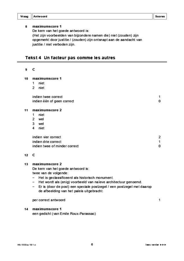 Correctievoorschrift examen HAVO Frans 2019, tijdvak 1. Pagina 6