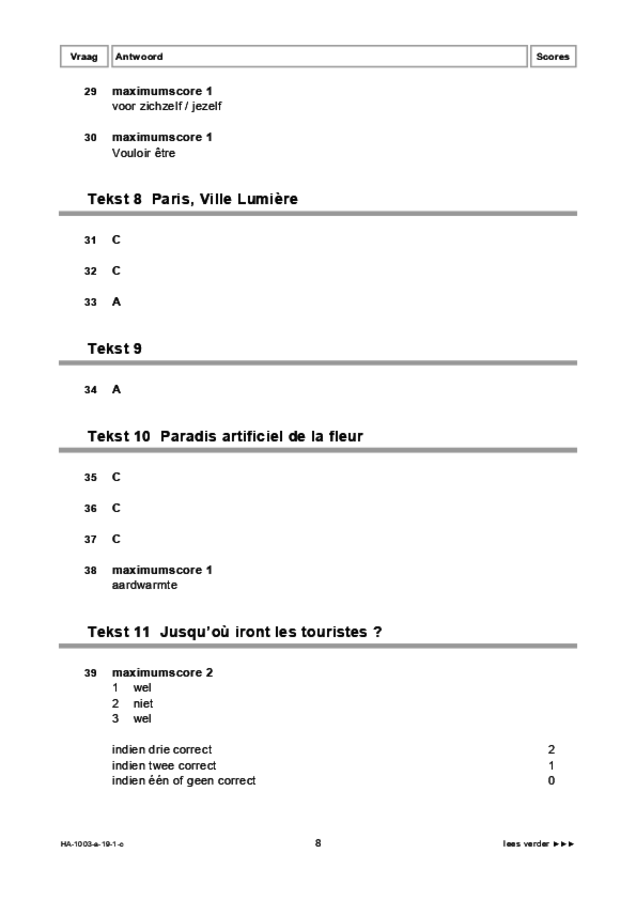 Correctievoorschrift examen HAVO Frans 2019, tijdvak 1. Pagina 8