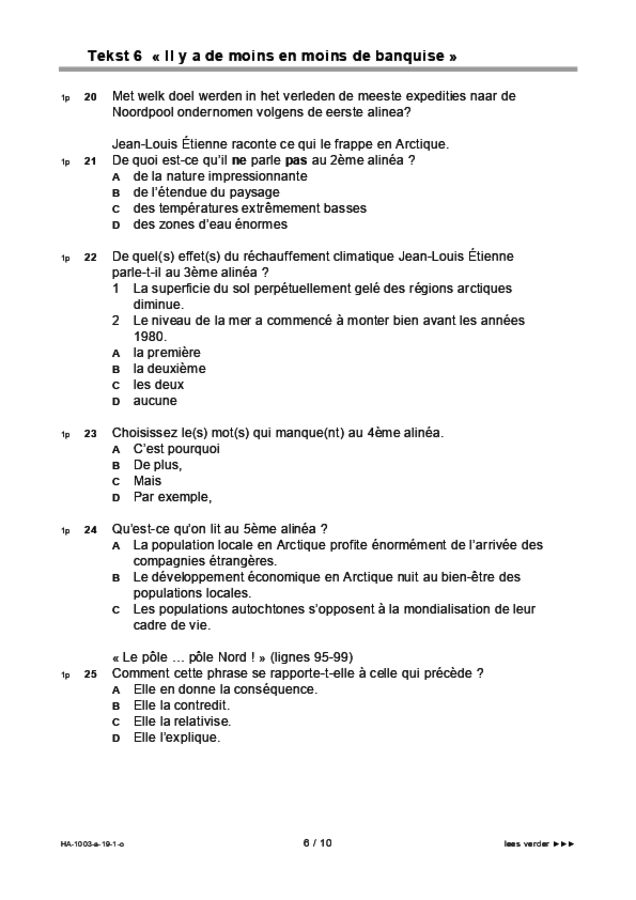 Opgaven examen HAVO Frans 2019, tijdvak 1. Pagina 6