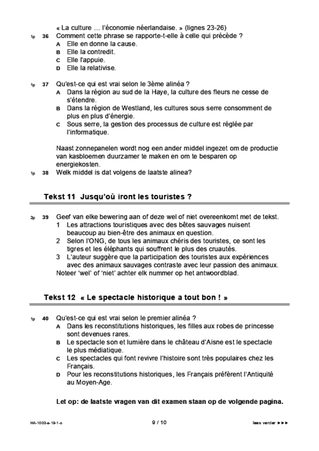 Opgaven examen HAVO Frans 2019, tijdvak 1. Pagina 9