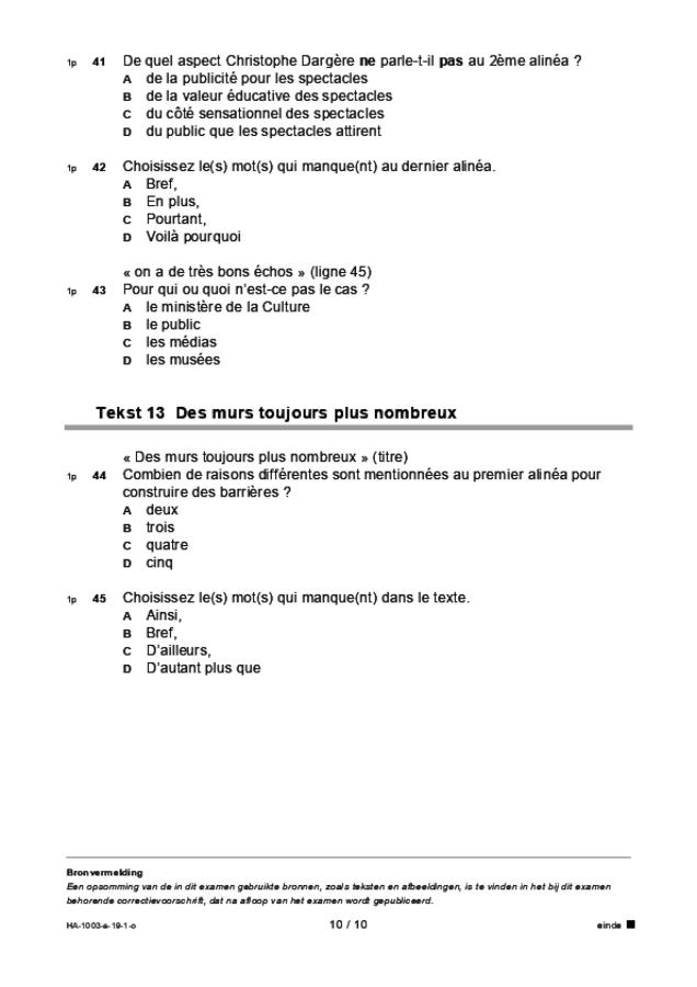 Opgaven examen HAVO Frans 2019, tijdvak 1. Pagina 10