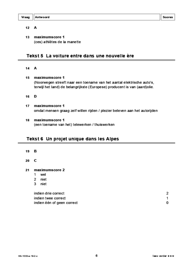 Correctievoorschrift examen HAVO Frans 2019, tijdvak 2. Pagina 6