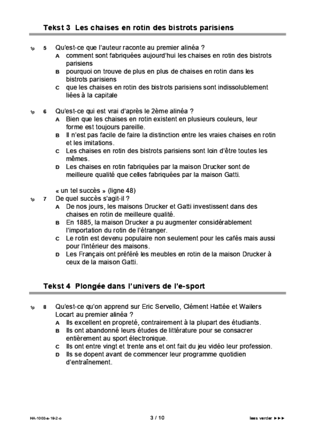 Opgaven examen HAVO Frans 2019, tijdvak 2. Pagina 3