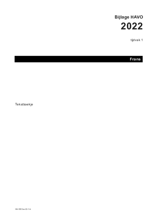 Bijlage examen HAVO Frans 2022, tijdvak 1. Pagina 1