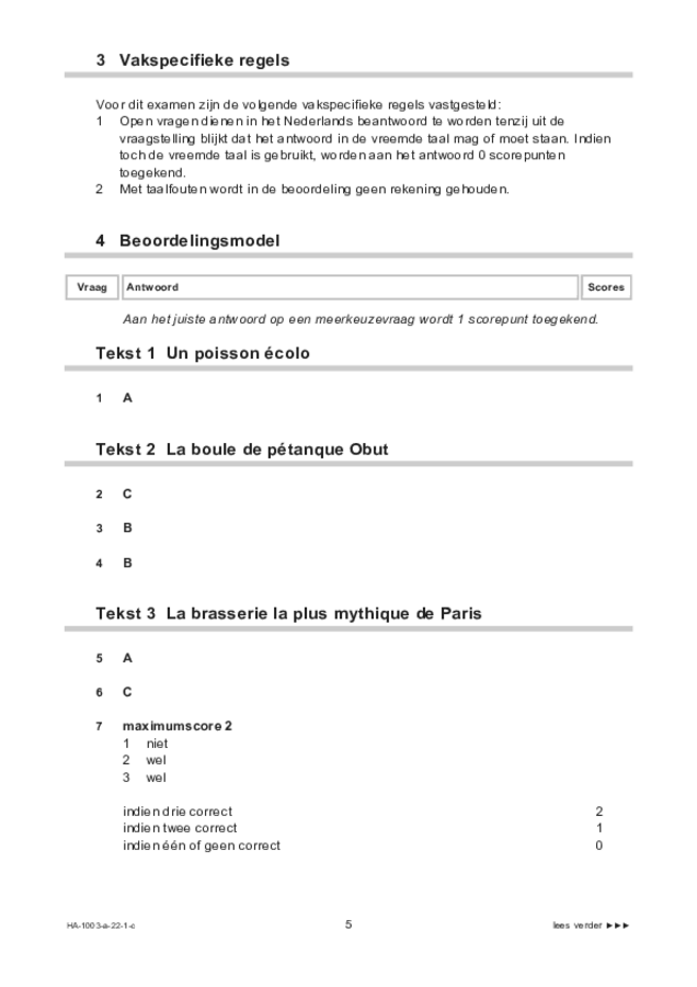Correctievoorschrift examen HAVO Frans 2022, tijdvak 1. Pagina 5