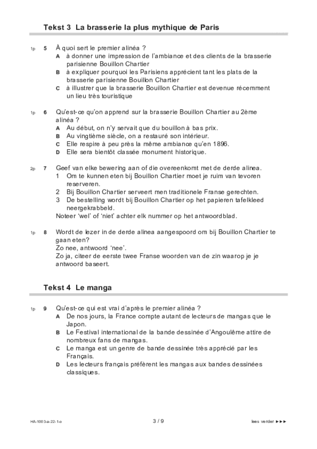 Opgaven examen HAVO Frans 2022, tijdvak 1. Pagina 3