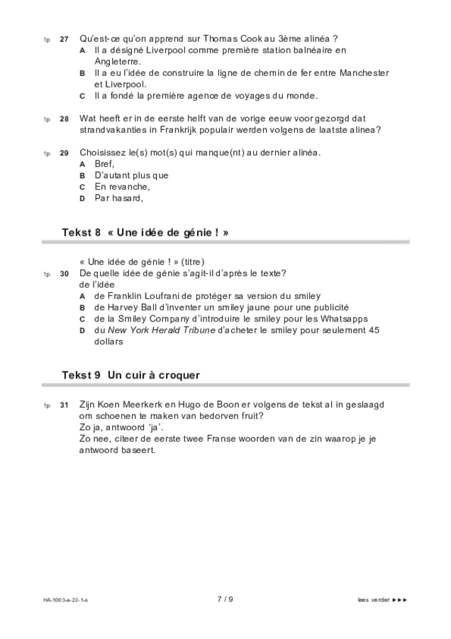 Opgaven examen HAVO Frans 2022, tijdvak 1. Pagina 7