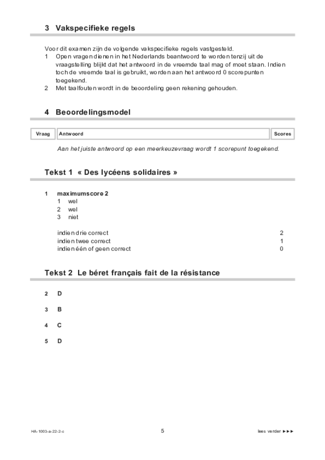 Correctievoorschrift examen HAVO Frans 2022, tijdvak 2. Pagina 5
