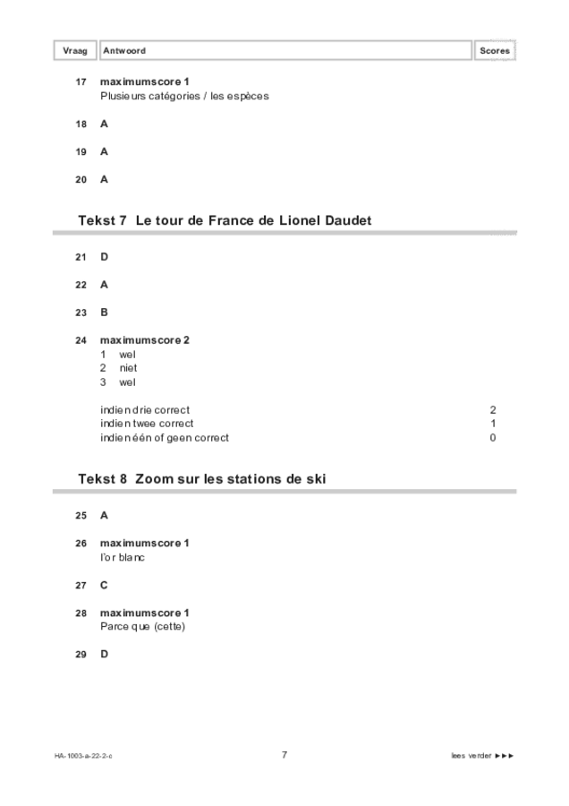 Correctievoorschrift examen HAVO Frans 2022, tijdvak 2. Pagina 7