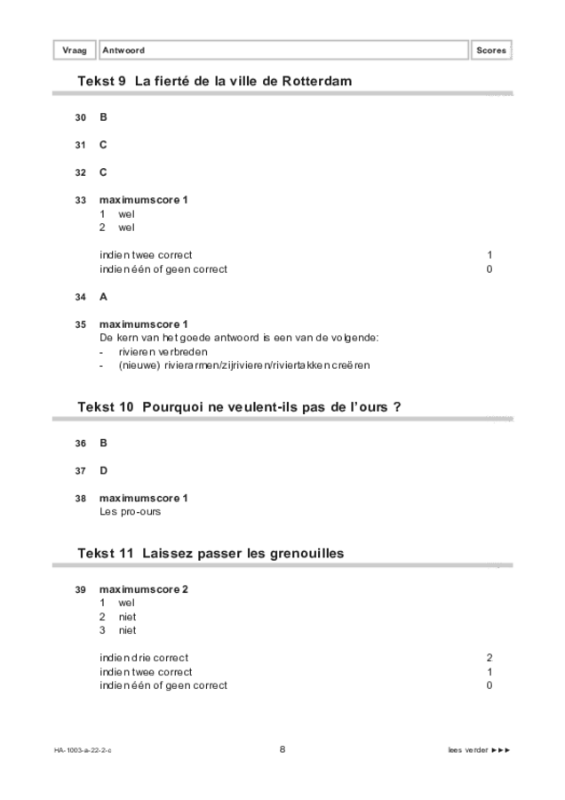 Correctievoorschrift examen HAVO Frans 2022, tijdvak 2. Pagina 8