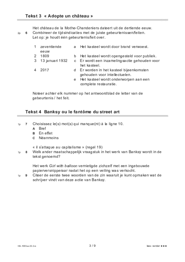 Opgaven examen HAVO Frans 2022, tijdvak 2. Pagina 3