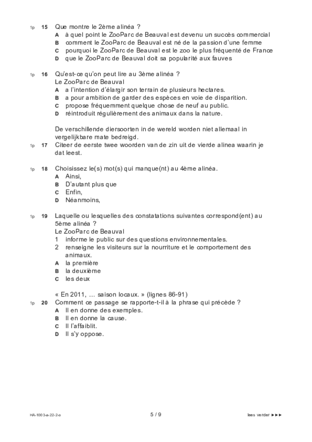 Opgaven examen HAVO Frans 2022, tijdvak 2. Pagina 5