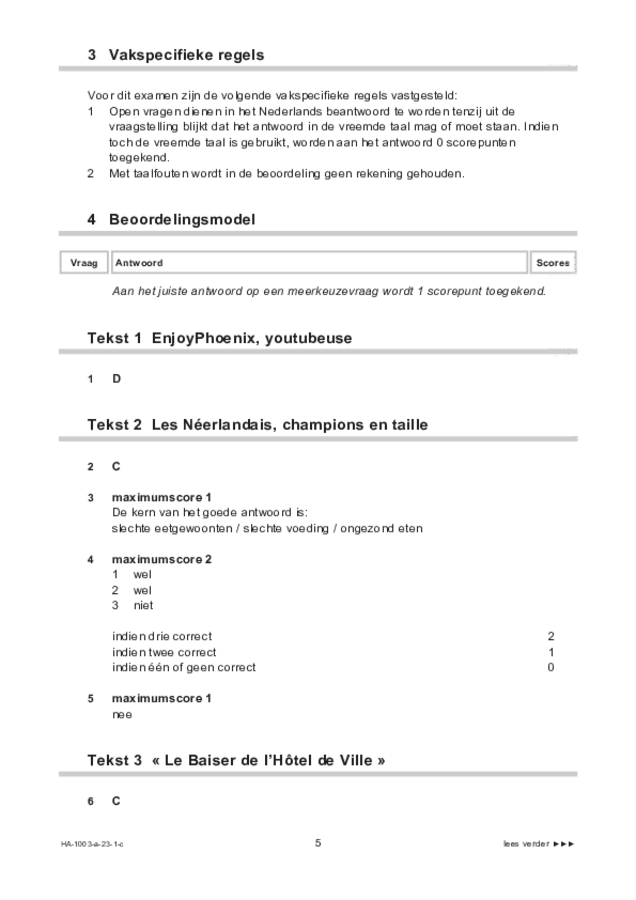 Correctievoorschrift examen HAVO Frans 2023, tijdvak 1. Pagina 5