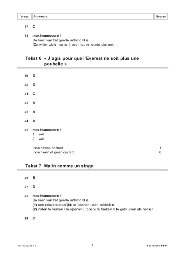 Correctievoorschrift examen HAVO Frans 2023, tijdvak 1. Pagina 7