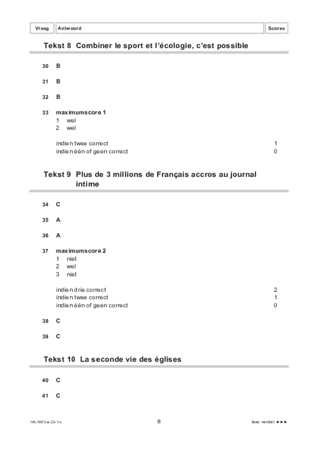 Correctievoorschrift examen HAVO Frans 2023, tijdvak 1. Pagina 8