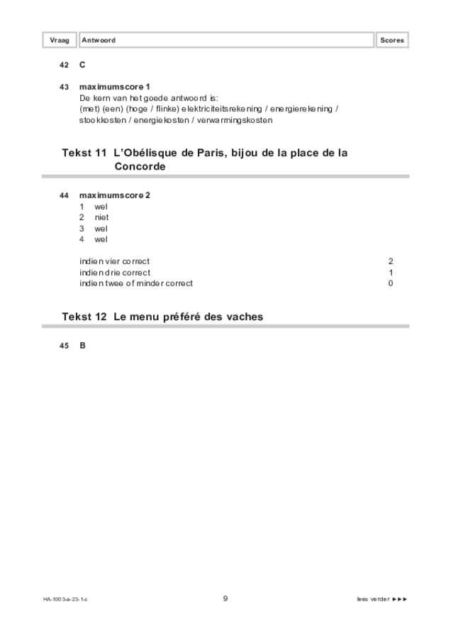 Correctievoorschrift examen HAVO Frans 2023, tijdvak 1. Pagina 9