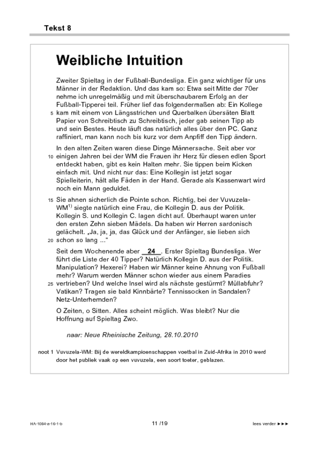 Bijlage examen HAVO Duits 2016, tijdvak 1. Pagina 11