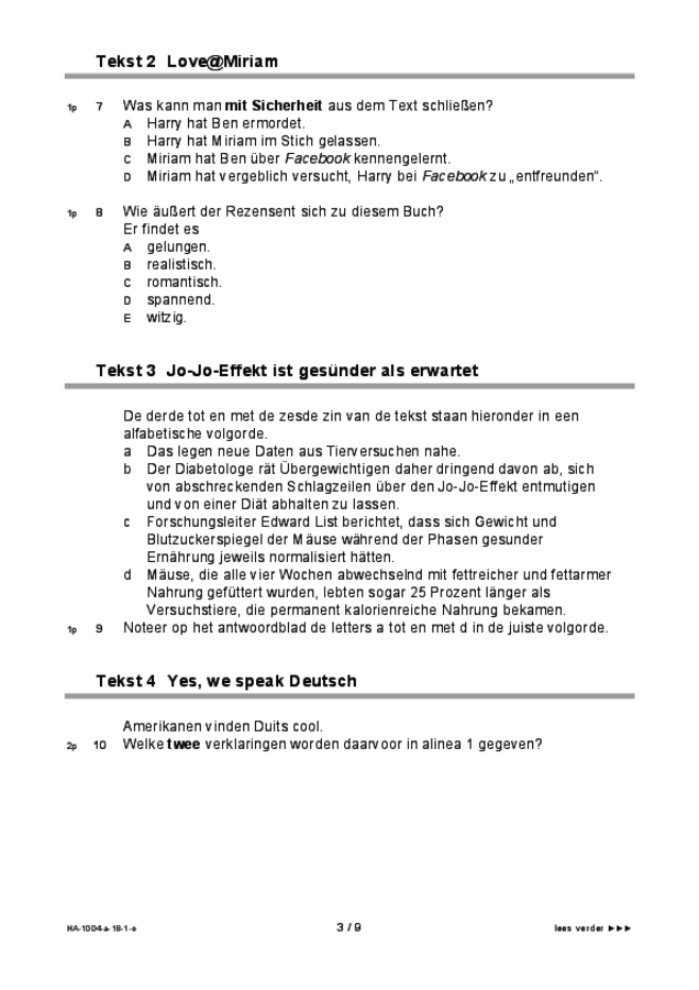 Opgaven examen HAVO Duits 2018, tijdvak 1. Pagina 3