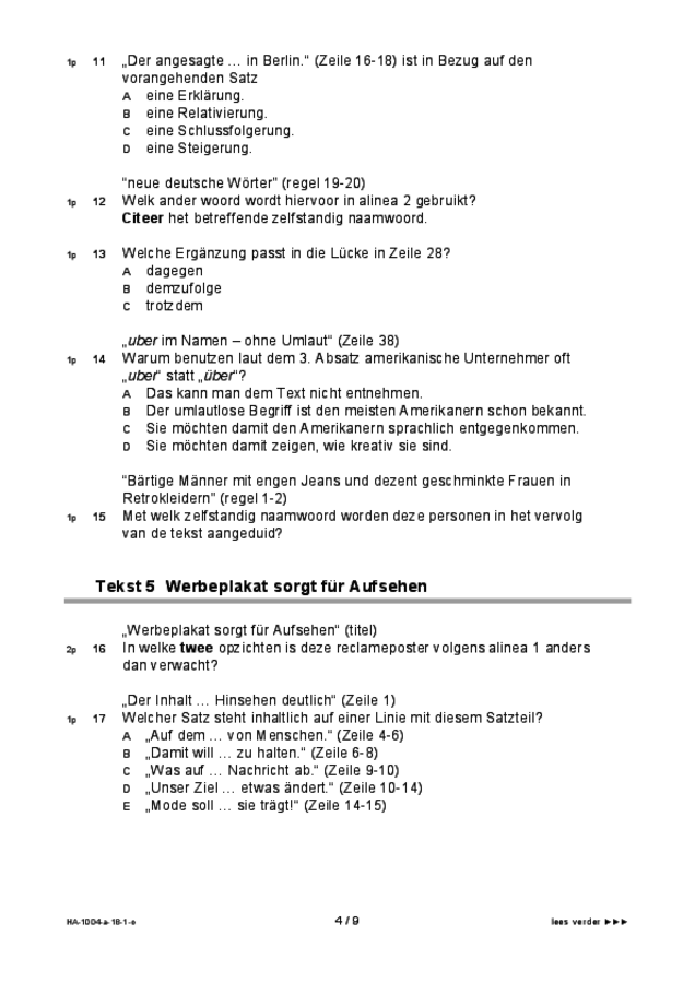 Opgaven examen HAVO Duits 2018, tijdvak 1. Pagina 4