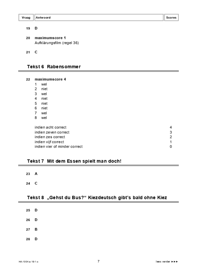 Correctievoorschrift examen HAVO Duits 2019, tijdvak 1. Pagina 7