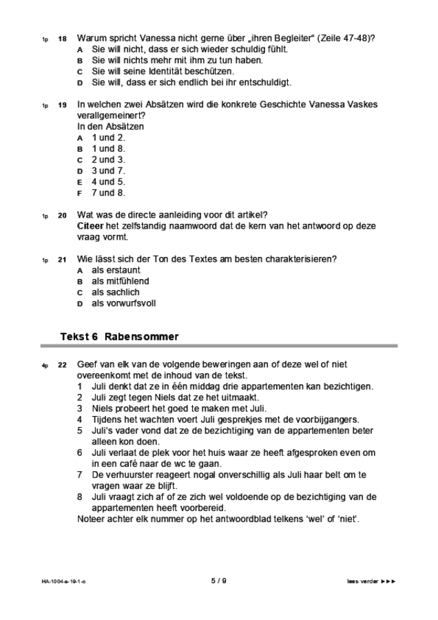 Opgaven examen HAVO Duits 2019, tijdvak 1. Pagina 5