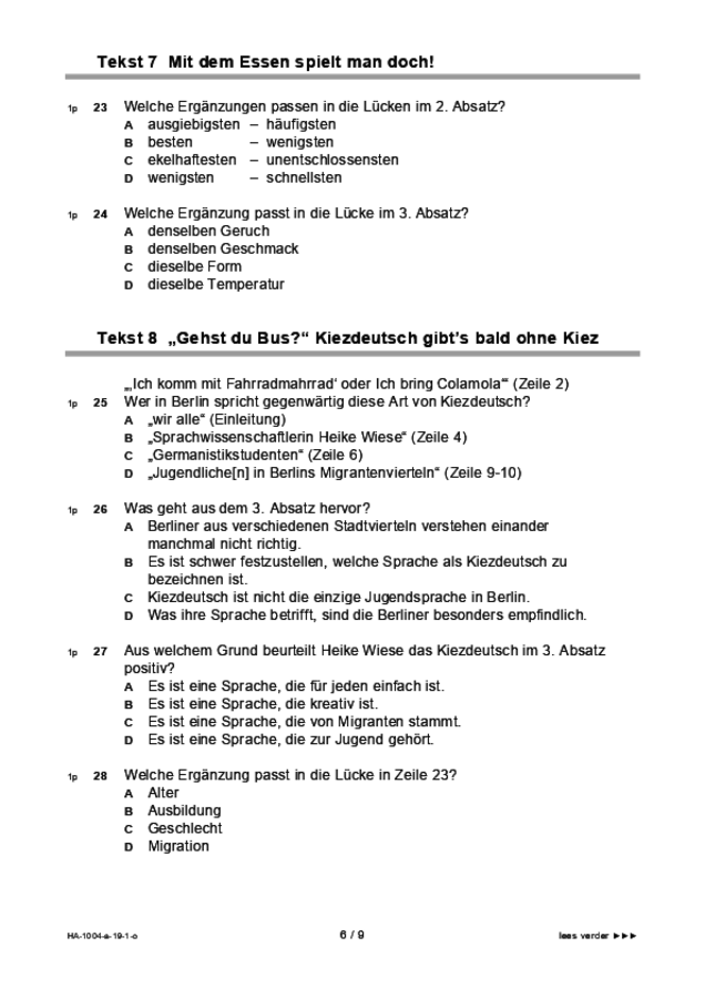 Opgaven examen HAVO Duits 2019, tijdvak 1. Pagina 6